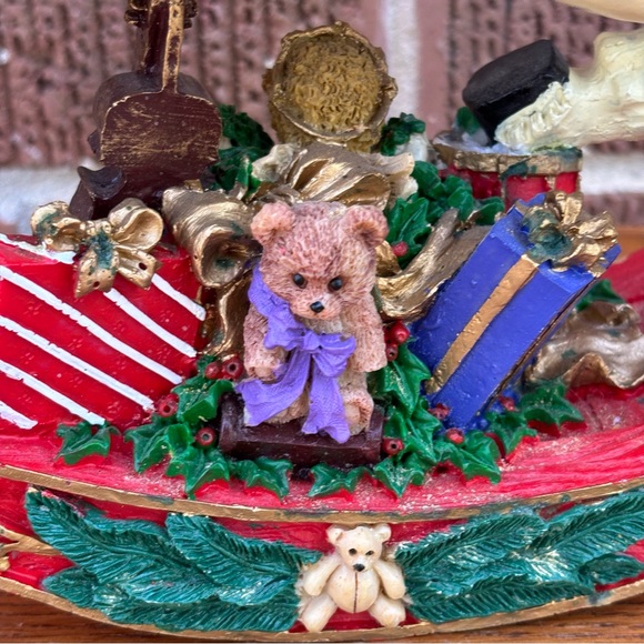 Christmas Holiday Resin Rocking Horse with gifts doll Teddy Bear - Picture 2 of 9